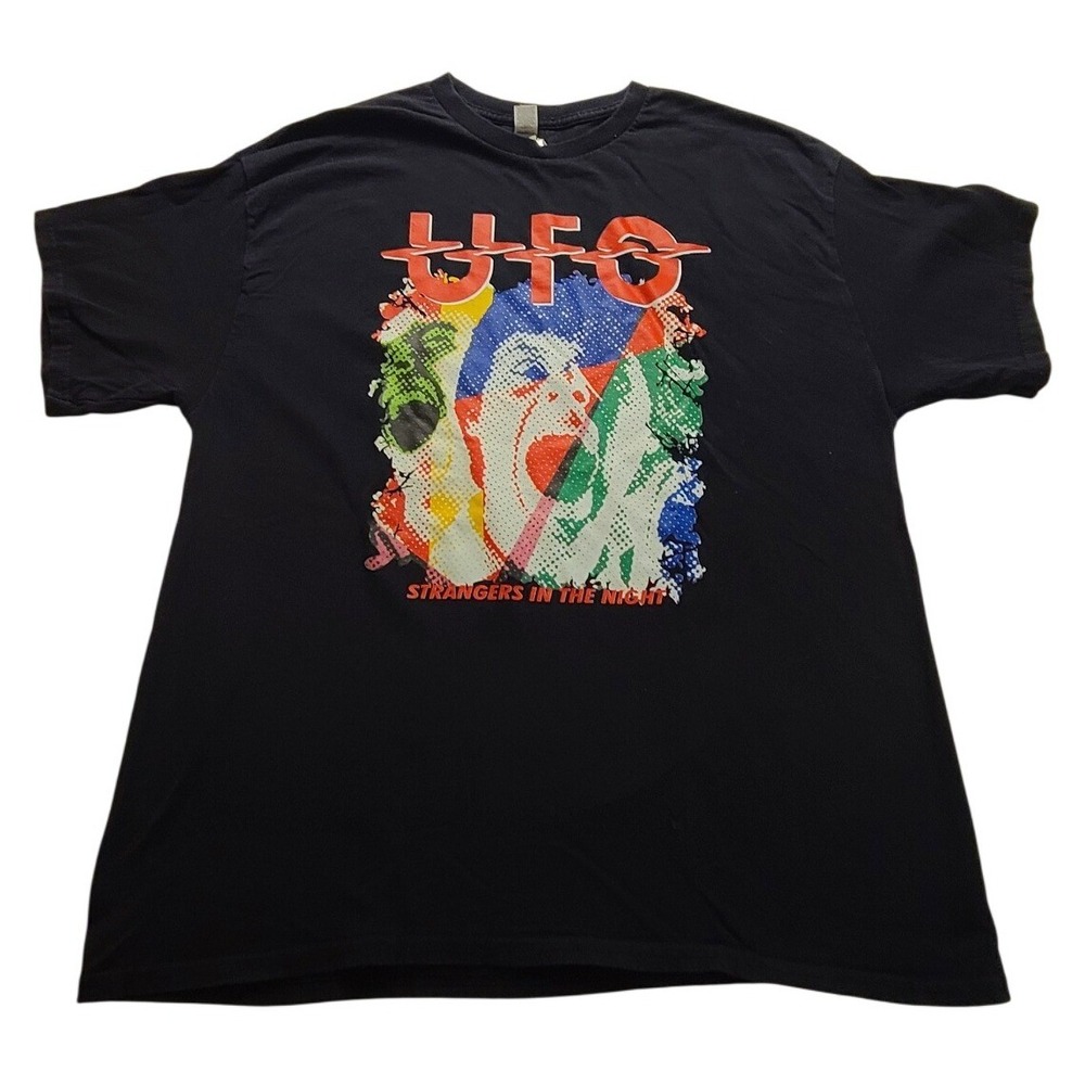 UFO Strangers in the‎ Night Band T-Shirt Black Gildan Men's XL Rock Graphic Tee